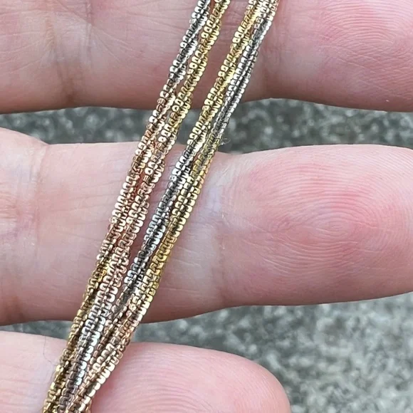VINTAGE RUSSIAN 14K TRICOLOR GOLD TWISTED SNAKE CHAIN UNIQUE RARE FIND STAMPED